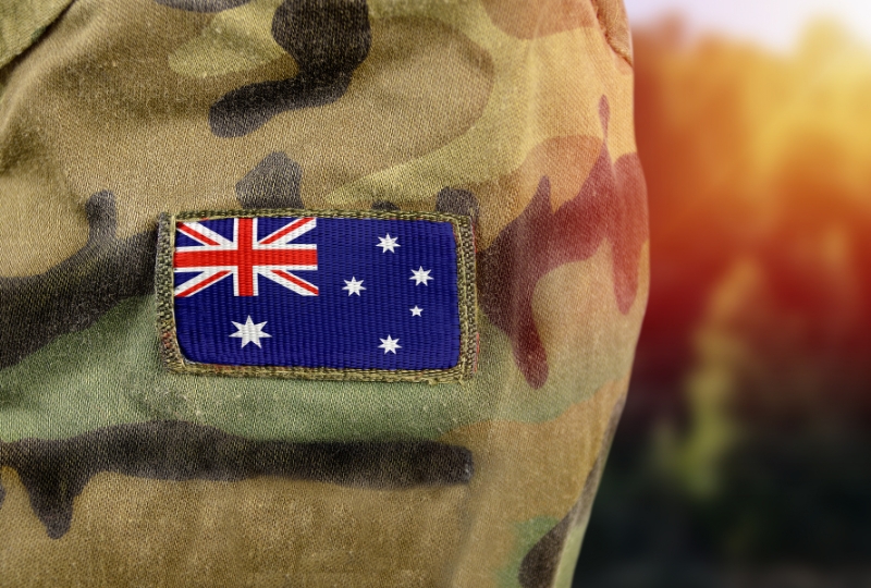 Australia Army soldier in universal camouflage uniform