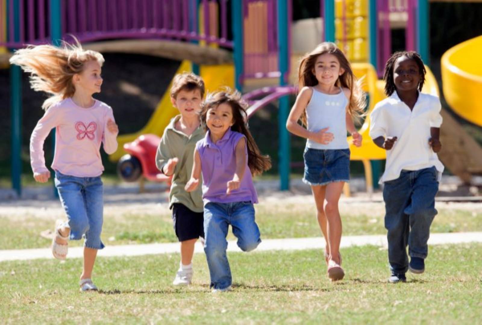 Kids playing at the playground
